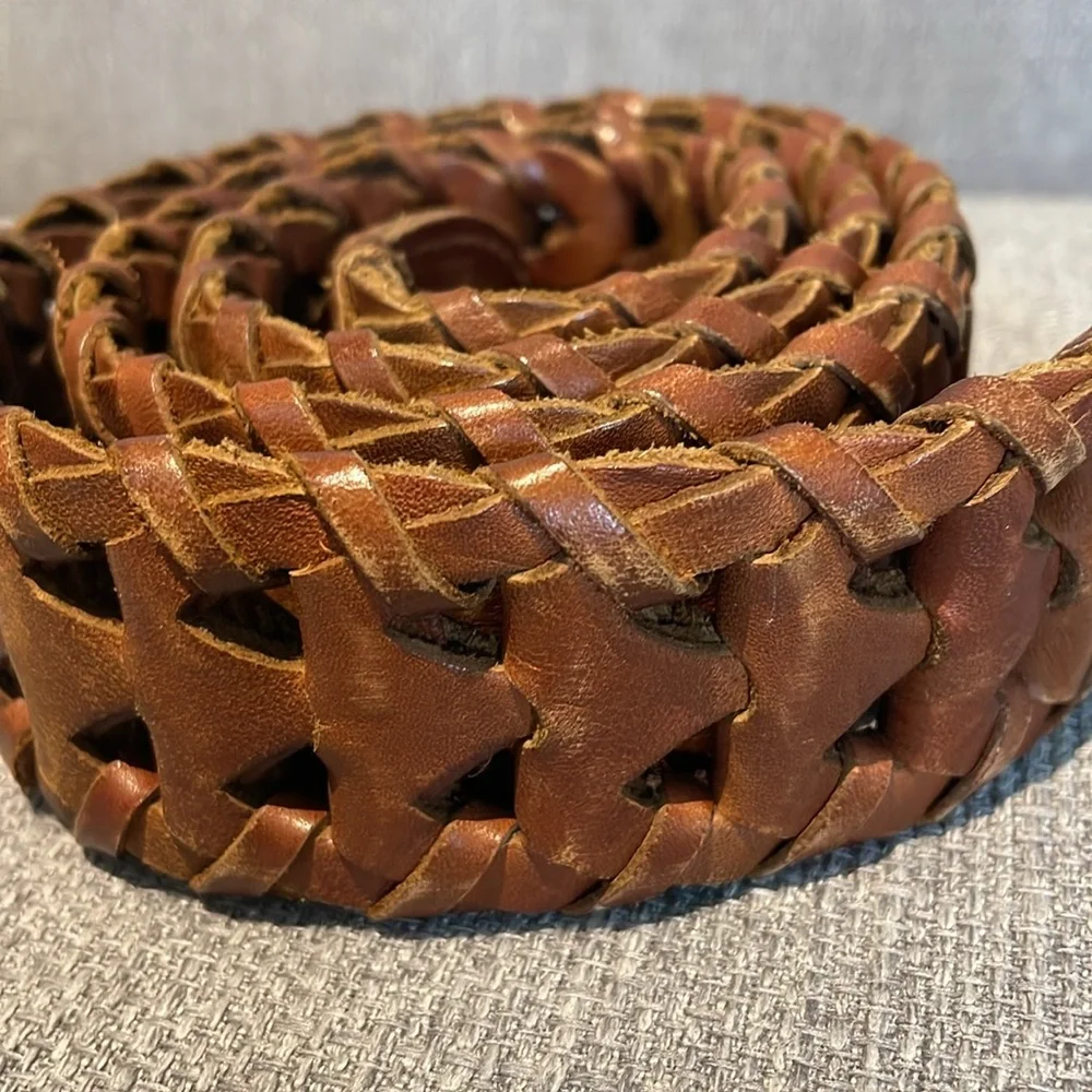 Braided leather belt. One size fits all.